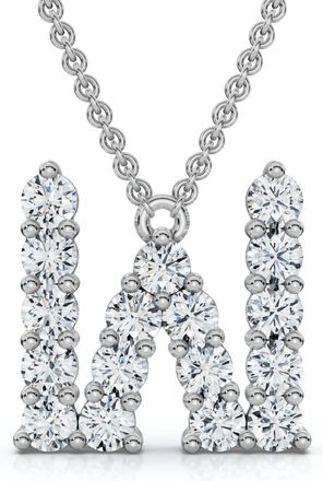 Pompeii3 1Ct Diamond Initial W Pendant 14k Gold 18 Necklace Lab Grown 5/8 Tall