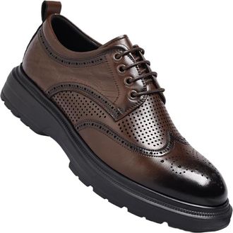 Generic Men Brogue Oxford Dress Shoes Leather Wingtip Perforated Design for Breathable Comfort Adding Classic British Trendy Look for Business Office Suit Wea