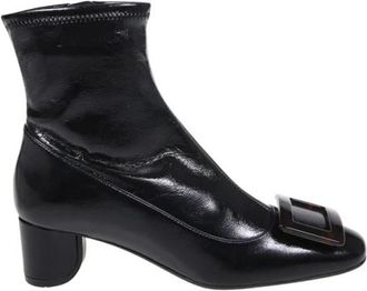 Roger Vivier Roundy Turtle Stretch Bootie 45 - Dames - Laarzen met Hak - Zwart - 38 1/2 EU - Schoenen