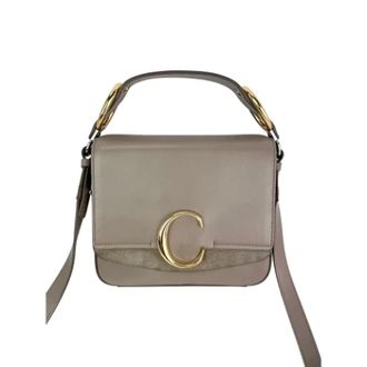 Chlo&eacute; Tweedehands leren handtassen - Dames - Pre-owned - Grijs - Maat: ONE Size Leer