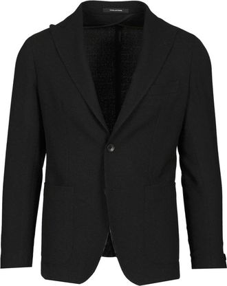 Tagliatore Jassen, Heren, Zwart, M, Wol, Ongevoerde wollen blazer