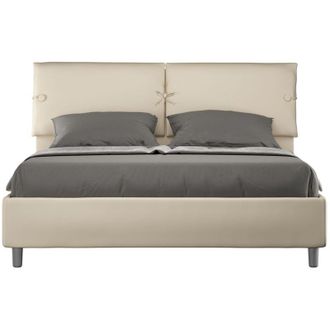 Itamoby Letto Matrimoniale Contenitore 160x190 Cuscini Imbottito Sleeper Color: Beige