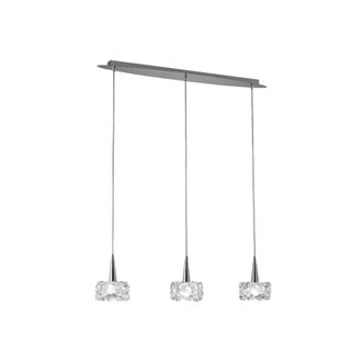 Netlighting O2 Ceiling Pendant 3 Light G9 Line Small Polished Chrome in Grey
