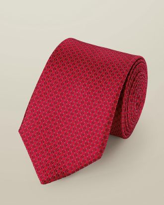 CHARLES TYRWHITT Silk Semi-Plain Tie - Red Size OSFA by Charles Tyrwhitt