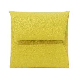 Herm&egrave;s Dark Yellow Yellow Chevre Leather Coin Purse/Coin Case (Pre-Owned)