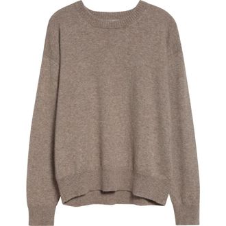 Johnstons of Elgin Boyce Brushed Cashmere & Silk Crewneck Sweater in Cloud Stone at Nordstrom, Size X-Large