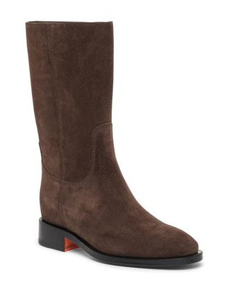 Santoni Leather midi-boot in suede in Brown at Nordstrom, Size 10.5