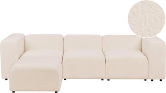 Beliani Modular Sofa 3 Seater FALSTERBO Boucle Light Beige with Ottoman