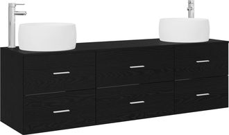 vidaXL Juego De Muebles De Ba&ntilde;o 3 Uds. Negro 49,5 X 44,5 X 66 Cm Vidaxl