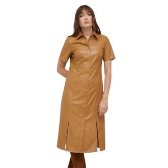 DKNY Dkny, Dames, Jurken, Bruin, Maat: XS Leer