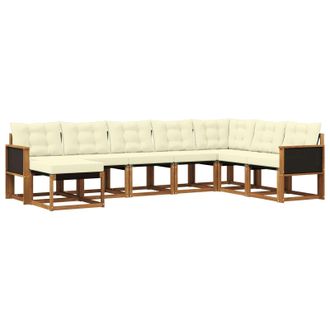 vidaXL Conjunto De Sof&aacute;s De Exterior Con Coj&iacute;n 8 Pcs Natural Y Crema Vidaxl