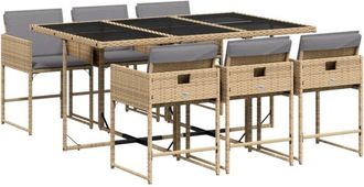 vidaXL Vidaxl - Set Comedor De Jard&iacute;n 7 Pzas Con Cojines Rat&aacute;n Sint&eacute;tico Beige