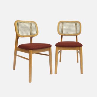 Sweeek Silla Bohemia De Madera De Hevea Y Rejilla, Set De 2