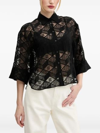 HUGO BOSS Doorzichtige blouse - Zwart
