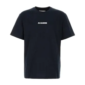 Jil Sander T-Shirts, male, Blue, Size: XL Crew-Neck Cotton T-Shirt