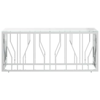 Berkfield Home Decorative Coffee Table 110x45x45 cm Stainless Steel & Glass in Silver | Size: 110 x 45 x 45 cm