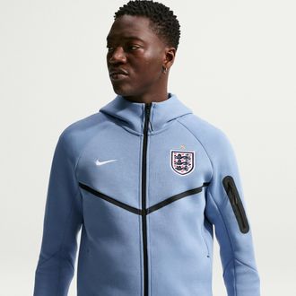 Nike England Tech Fleece Windrunner Nike Mens Soccer Full-Zip Hoodie in Blue | IB5927-486