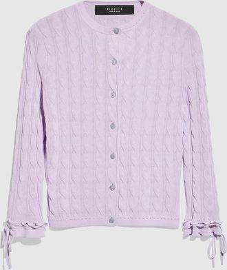 Gucci Braided Cotton Blend Cardigan, Pink