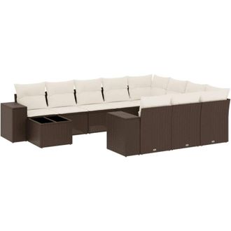 vidaXL Set De Sof&aacute;s De Jard&iacute;n 11 Pzas Cojines Rat&aacute;n Sint&eacute;tico Marr&oacute;n Vidaxl
