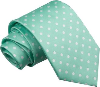 DQT Woven Polka Dot Classic Patterned Fashion Casual Neck Tie for Men in Mint Green