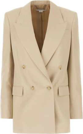 Stella McCartney Double-Breasted Blazer - Dames - Blazers - Beige - M - Leer - Jassen