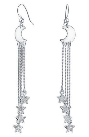 Bling Jewelry Celestial Moon & Star Drop Earrings in Grey at Nordstrom Rack