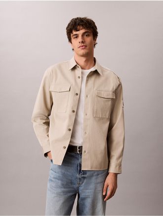 Calvin Klein Jeans Calvin Klein Mens Utility Chino Relaxed Overshirt - Brown - XL