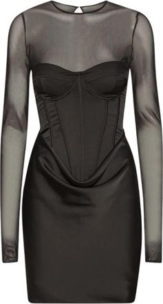 Rotate Satin Corset Mini Jurk - Dames - Feestkleedjes - Zwart - L - Polyester - Kleedjes