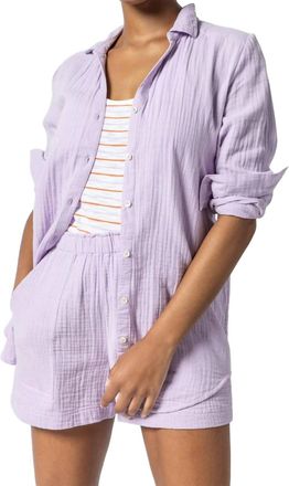 Lilla P Long Sleeve Button Down Tunic In Lily