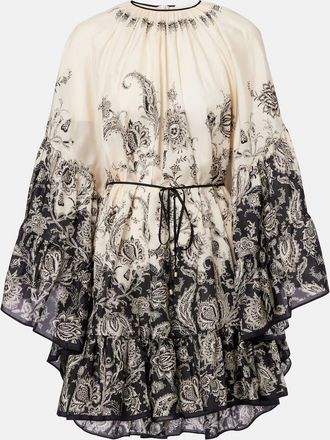 Zimmermann Abito corto Rhiannon in seta con stampa floreale