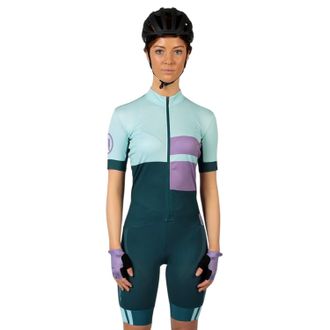 Endura Sportief fietsshirt voor dames met hoge kraag, slank model en korte mouwen (Violet)
