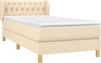 vidaXL Vidaxl - Cama Box Spring Con Colch&oacute;n Tela Color Crema 90x190 Cm
