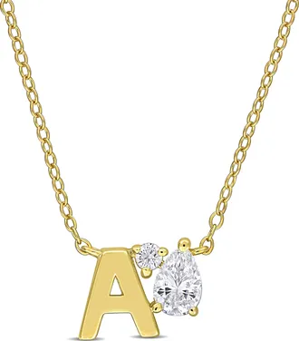 Mimi & Max 3/4ct TGW Created White Sapphire Q Initial Necklace Yellow Plated Sterling Silver