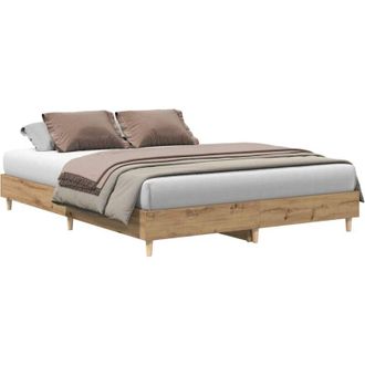 vidaXL Estructura De Cama Sin Colch&oacute;n Roble Artesanal 150x200 Cm Vidaxl
