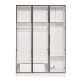 STILVORA Armadio Con 3 Ante In Vetro, 1 Cassetto, 2 Vani, Barra Appendiabiti E Led Per Camera In Pannelli Di Truciolato 110&times;50&times;160 Cm