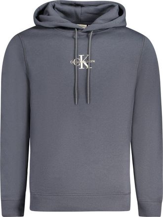 Calvin Klein Mens Ckj Monogram Hoodie Classic Fit - Dark Grey Cotton - Size X-Large