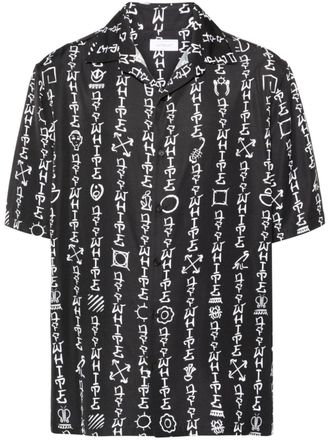 Off-white logo-print camp-collar shirt - Black
