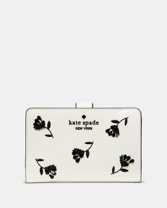 Kate Spade New York Womens Floral Medium Bifold Wallet - White - One Size