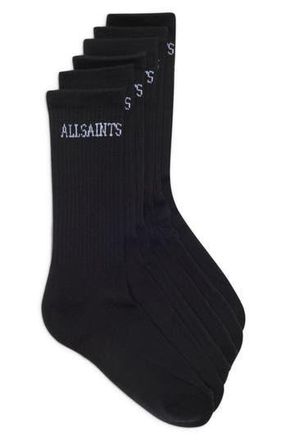 AllSaints 3-Pack Classic Sport High Cut Socks in Black at Nordstrom Rack