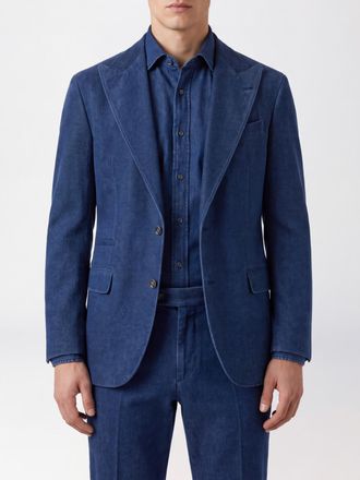 Brunello Cucinelli Blazer monopetto in denim di cotone con rever