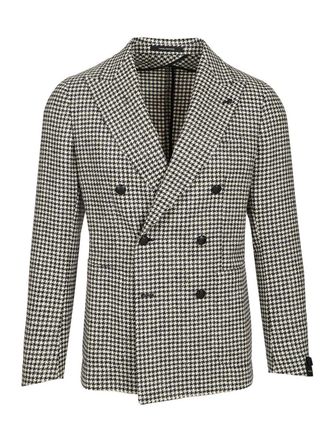 Tagliatore Double-Breasted Houndstooth Blazer Jackets Black
