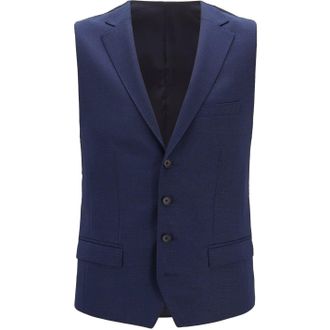 HUGO BOSS Hugo Mens Novan Solid Patterned Waist Coat in Open Blue - Size 40 (Chest)