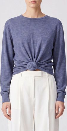 Magda Butrym Top a maniche lunghe in lana con fiore 3D applicato