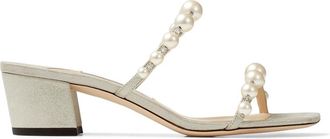 Jimmy Choo London Amara 45 Embellished Leather Sandals, Brand Size 34.5 ( US Size 4.5 )