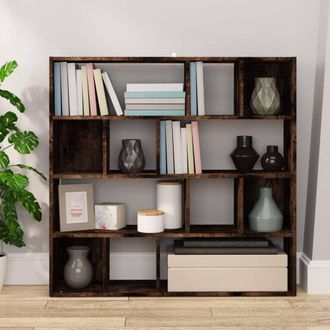 Berkfield Home Decorative Book Cabinet/Room Divider Smoked Oak 105x24x102 cm in Brown | Size: 105 x 24 x 102 cm
