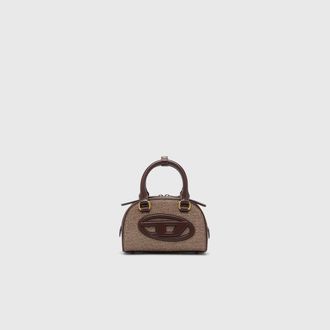 Diesel 1DR Dome- Small bowling bag in Lurex fabric - Crossbody Bags - Woman - Brown