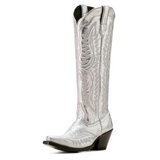 Ariat Womens Casanova X Toe Western Boots in Silver Shine Leather, B Medium Width, Size 6.5, by Ariat