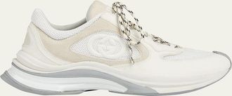 Gucci Mens Run Premium Mesh and Suede GG Runner Sneakers