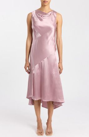 Santorelli Wynn Sleeveless Midi Sheath Dress in Silk Charmeuse in Dusty Lilac at Nordstrom, Size 4