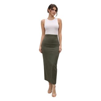 Mars&eacute;m Pencil Skirts, female, Green, Size: XL Gonna a matita midi con spacco dietro